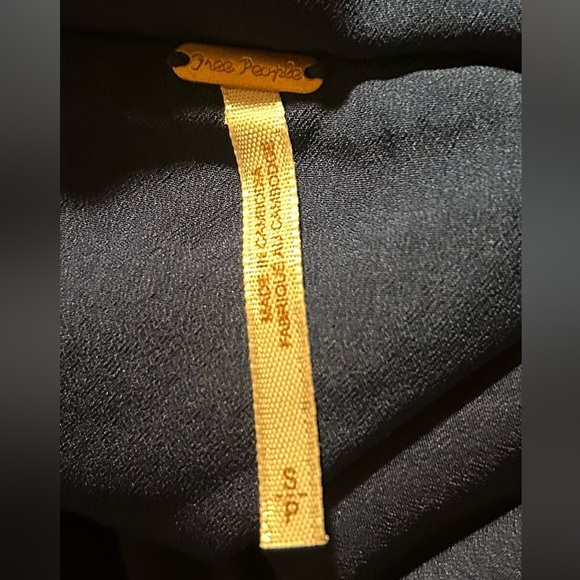 FREE PEOPLE Lovely In Lace Black Mini Dress Blue Pockets Zip Size Small Petite - Picture 8 of 9